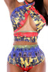Sexy Two Piece High-waisted Multicolor Halter Bikini Lingerie